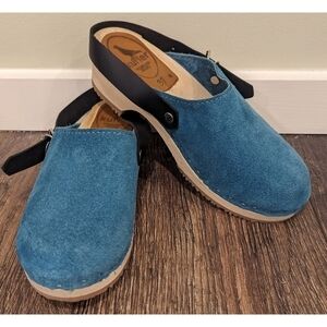 Kurier Teal Suede Clogs Handmade Portland Maine Size 6.5
